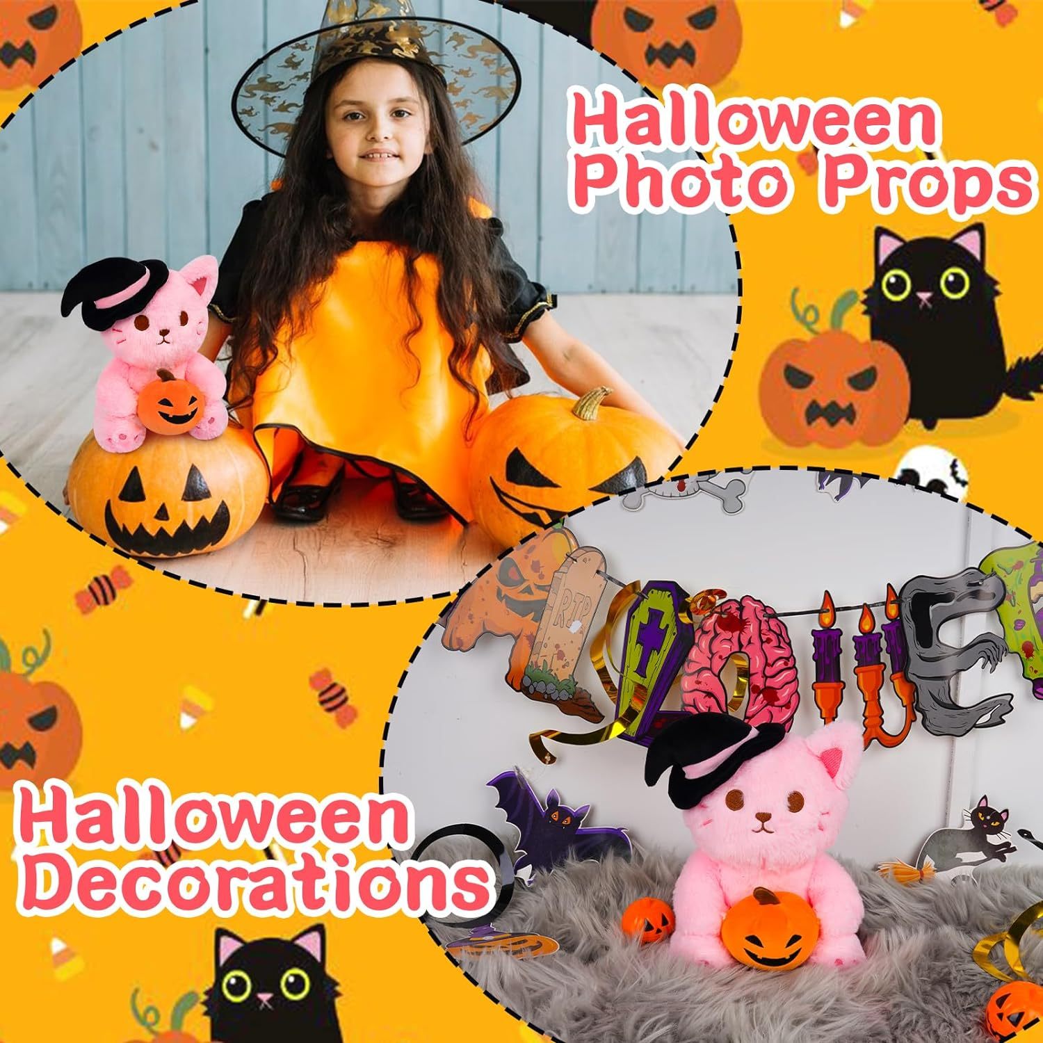 9“ Cute Pink Cat Stuffed Animals for Kids Girls
