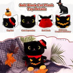 Cute Soft Halloween Black Cat Plush Animal Toy