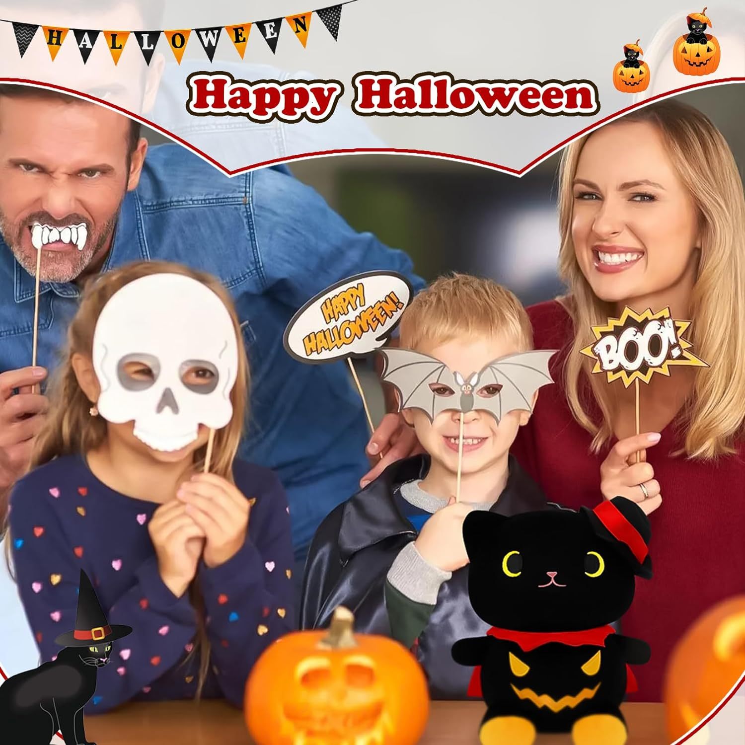 Cute Soft Halloween Black Cat Plush Animal Toy