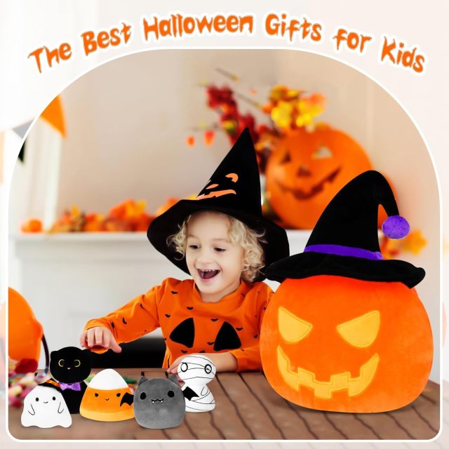 Halloween Stuffed Animal Pumpkin Plush Toys Set 6Pcs