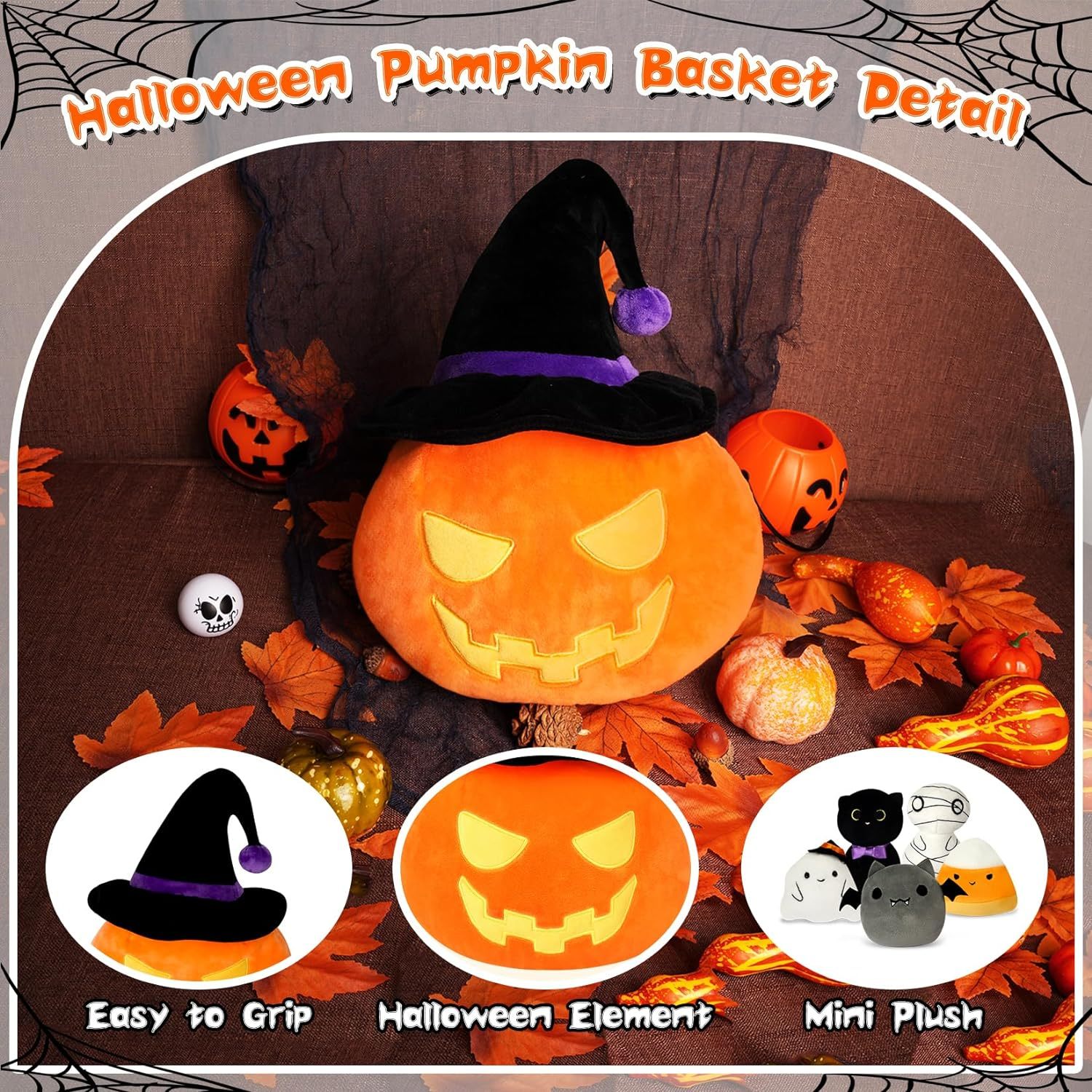 Halloween Stuffed Animal Pumpkin Plush Toys Set 6Pcs