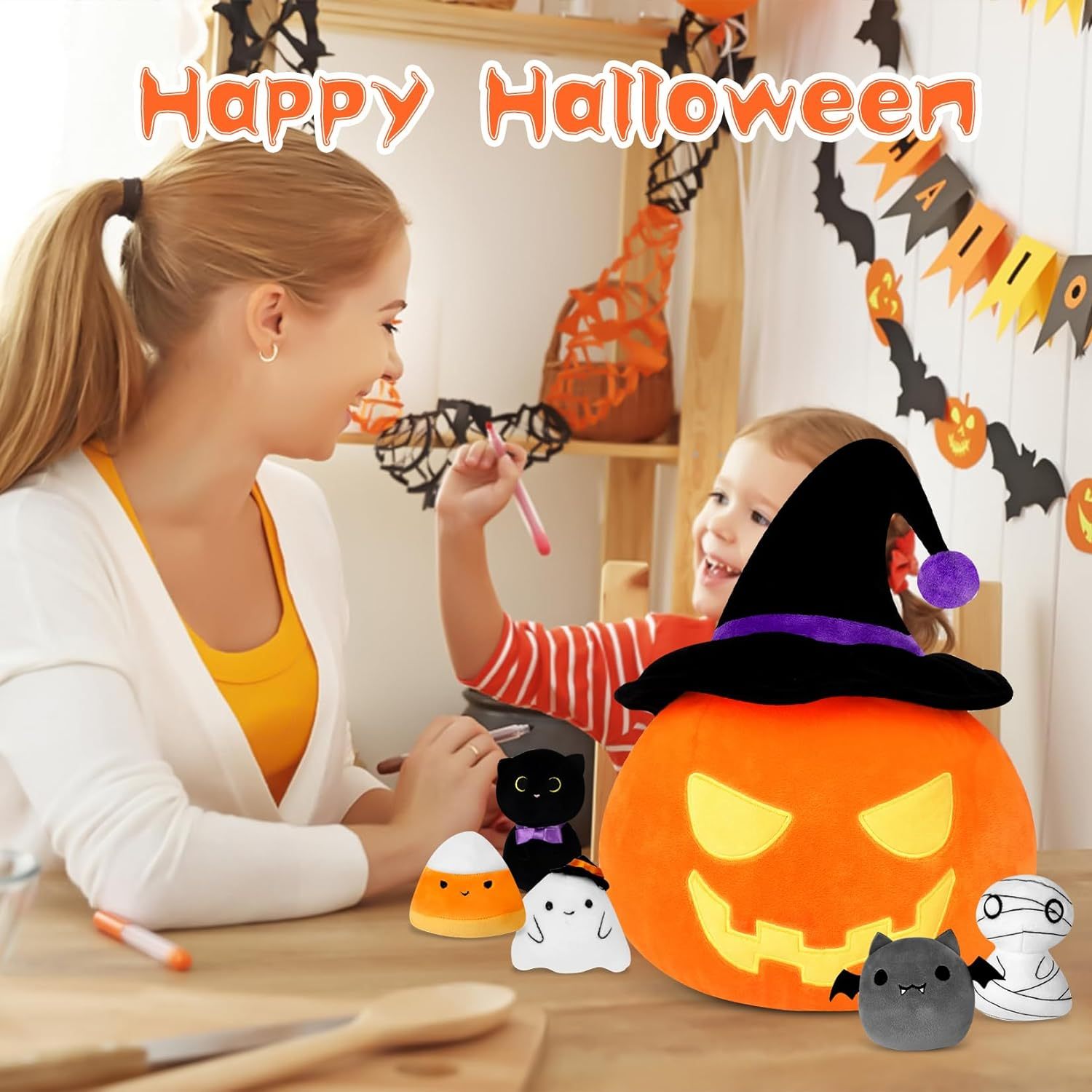 Halloween Stuffed Animal Pumpkin Plush Toys Set 6Pcs