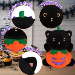8" Cute Pillow Halloween Soft Pumpkin Cat Plush for Girls