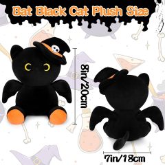 Cute Bat Black Cat Plushies Doll Toys Halloween Decoration Gifts for Kids