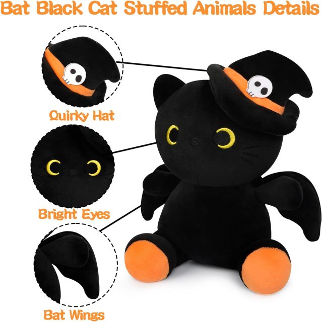 Cute Bat Black Cat Plushies Doll Toys Halloween Decoration Gifts for Kids