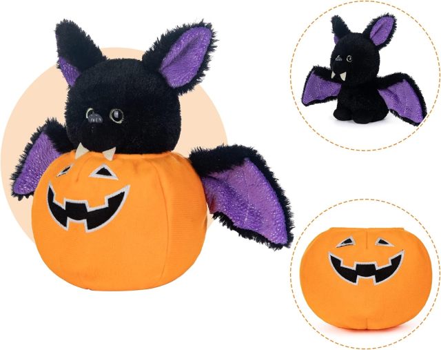 Stuffed Bat Plush Toy Pumpkins with Removable Bat Glow