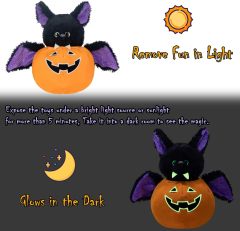 Stuffed Bat Plush Toy Pumpkins with Removable Bat Glow