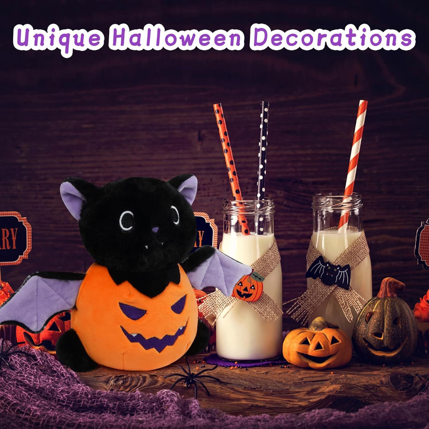 Halloween Bat Plush Stuffed Animal Toy with Pumpkin Clothes