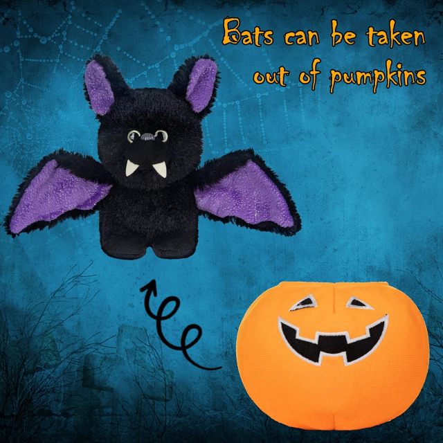 Stuffed Bat Plush Toy Pumpkins with Removable Bat Glow