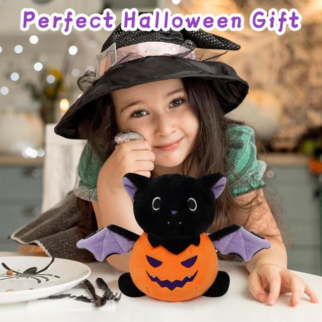 Halloween Bat Plush Stuffed Animal Toy with Pumpkin Clothes