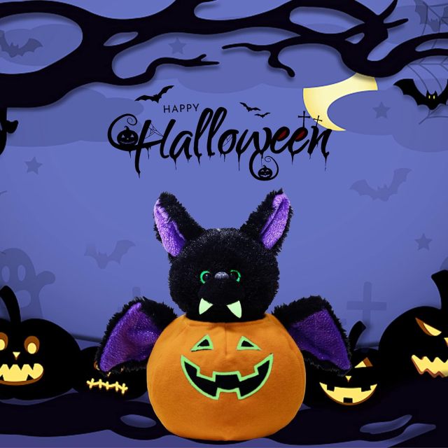Stuffed Bat Plush Toy Pumpkins with Removable Bat Glow