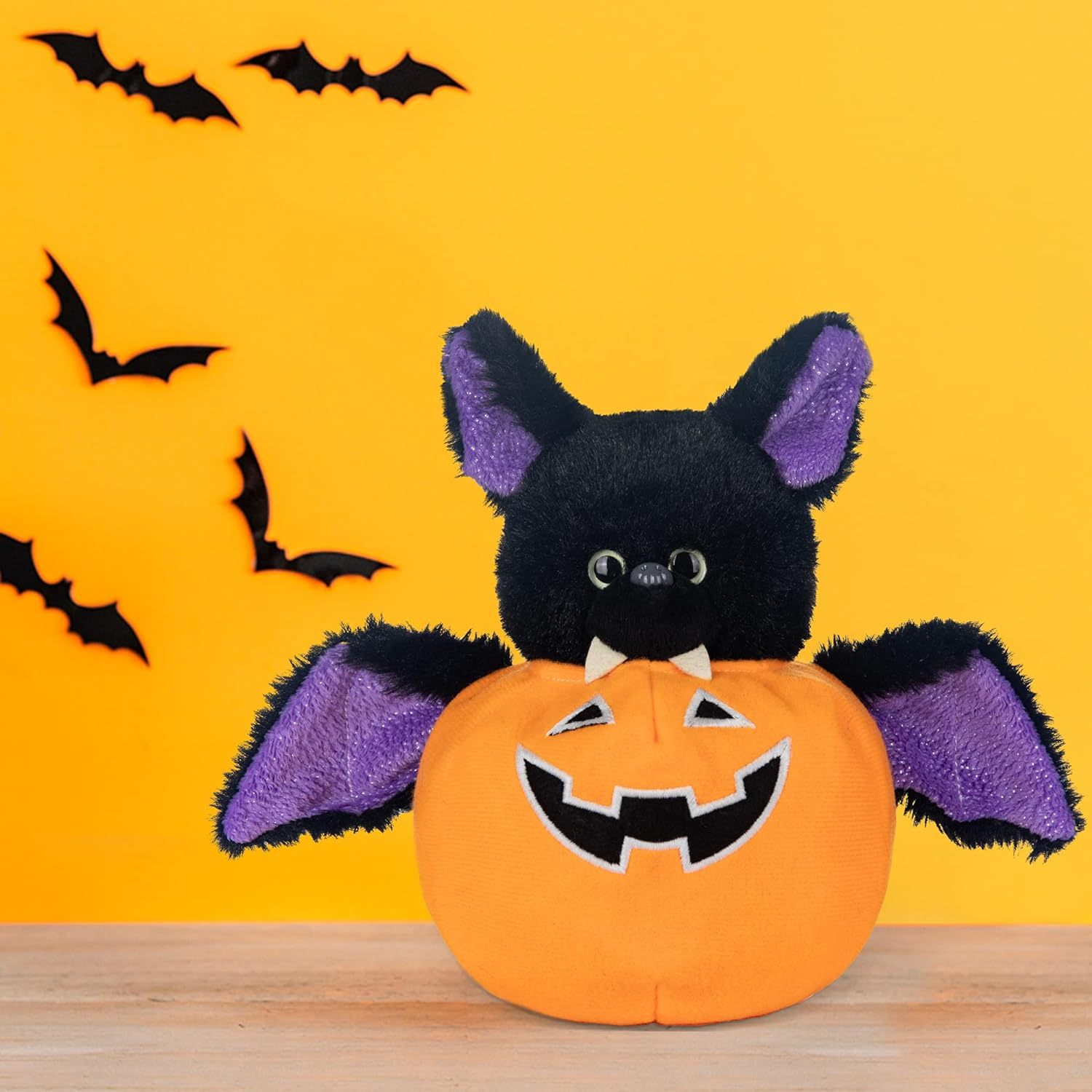 Stuffed Bat Plush Toy Pumpkins with Removable Bat Glow
