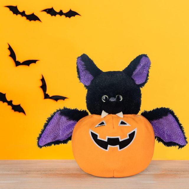 Stuffed Bat Plush Toy Pumpkins with Removable Bat Glow