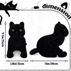 Soft Black Cat Plush Cat Stuffed Animal Toy for Kids Boys Girls