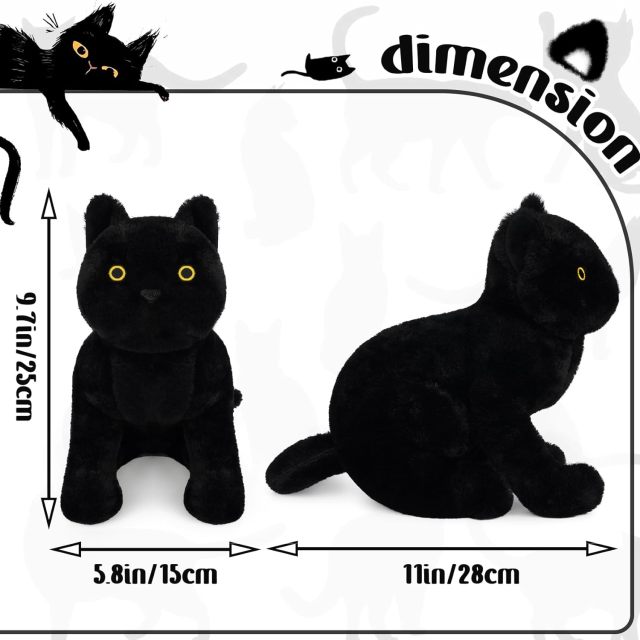 Soft Black Cat Plush Cat Stuffed Animal Toy for Kids Boys Girls
