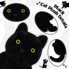 Soft Black Cat Plush Cat Stuffed Animal Toy for Kids Boys Girls
