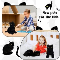 Soft Black Cat Plush Cat Stuffed Animal Toy for Kids Boys Girls