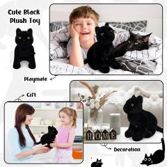 Soft Black Cat Plush Cat Stuffed Animal Toy for Kids Boys Girls