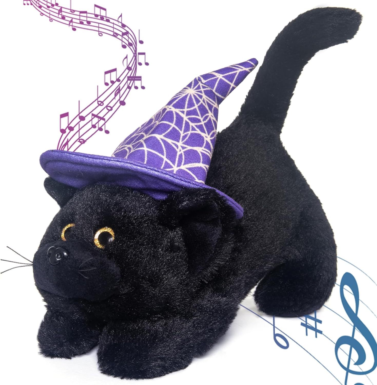 Black Cat Stuffed Animals Soft Plush Lying Cat Toys 10 Inches