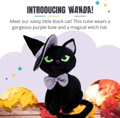 Black Cats Animal Plushies Toy and Witch Decorations 8 Inches