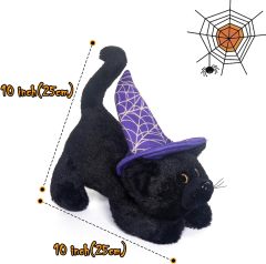 Black Cat Stuffed Animals Soft Plush Lying Cat Toys 10 Inches