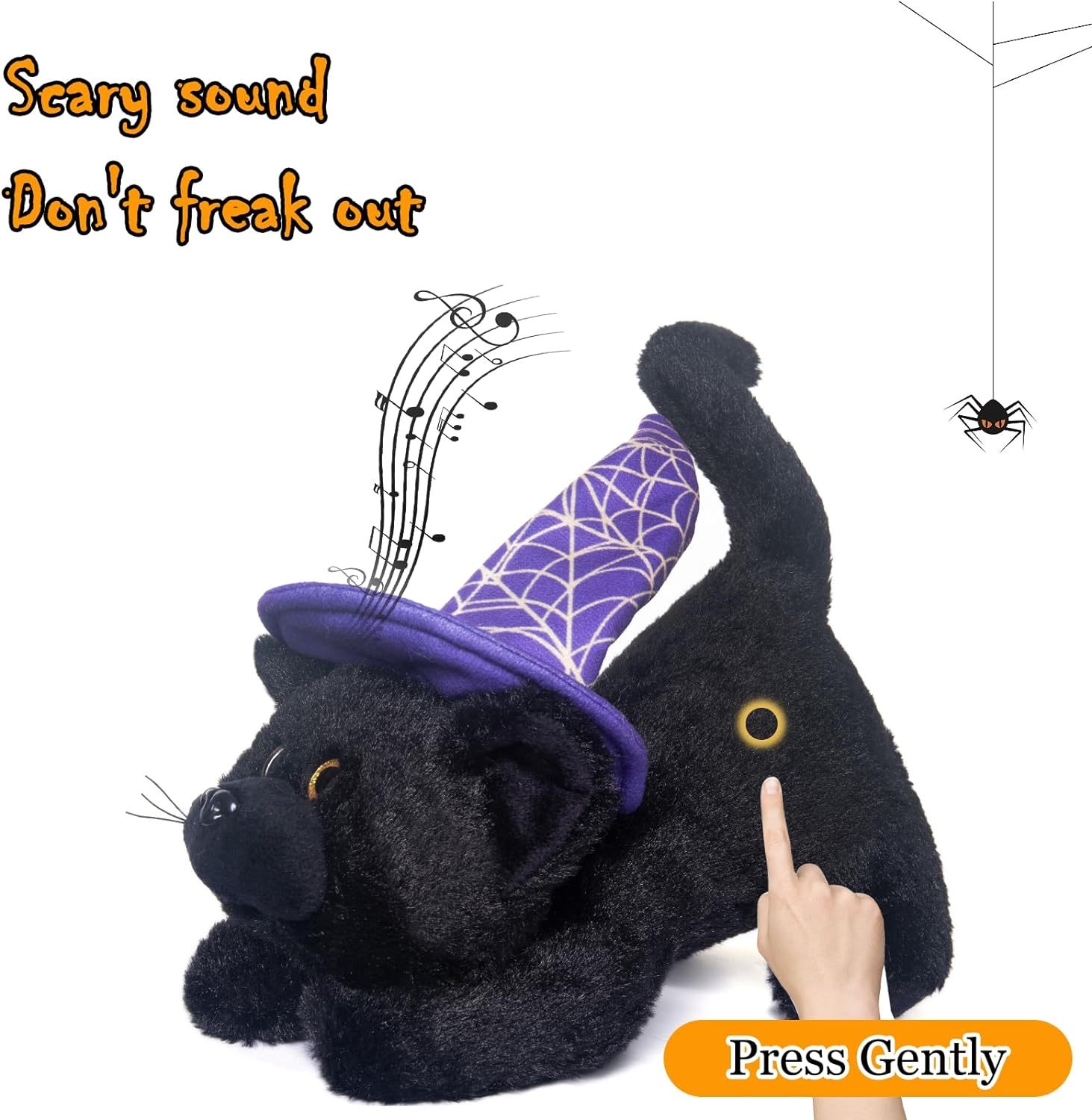 Black Cat Stuffed Animals Soft Plush Lying Cat Toys 10 Inches