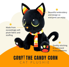 8” Stuffed Black Cat Plush Animal Witch Decorations