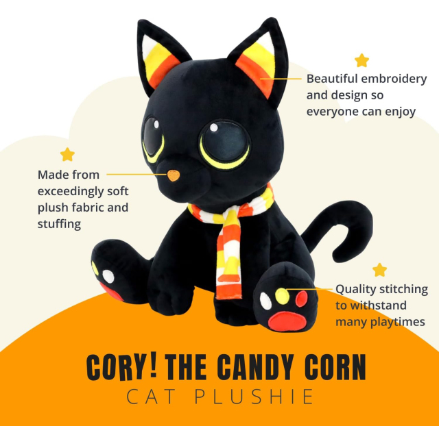8” Stuffed Black Cat Plush Animal Witch Decorations