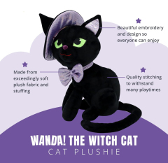 Black Cats Animal Plushies Toy and Witch Decorations 8 Inches
