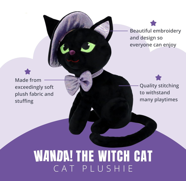 Black Cats Animal Plushies Toy and Witch Decorations 8 Inches