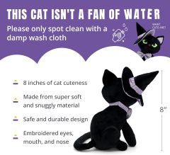 Black Cats Animal Plushies Toy and Witch Decorations 8 Inches
