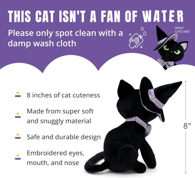 Black Cats Animal Plushies Toy and Witch Decorations 8 Inches