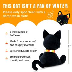 8” Stuffed Black Cat Plush Animal Witch Decorations