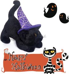 Black Cat Stuffed Animals Soft Plush Lying Cat Toys 10 Inches