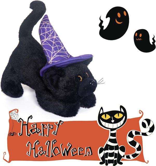 Black Cat Stuffed Animals Soft Plush Lying Cat Toys 10 Inches