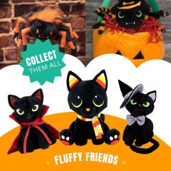 Black Cats Animal Plushies Toy and Witch Decorations 8 Inches