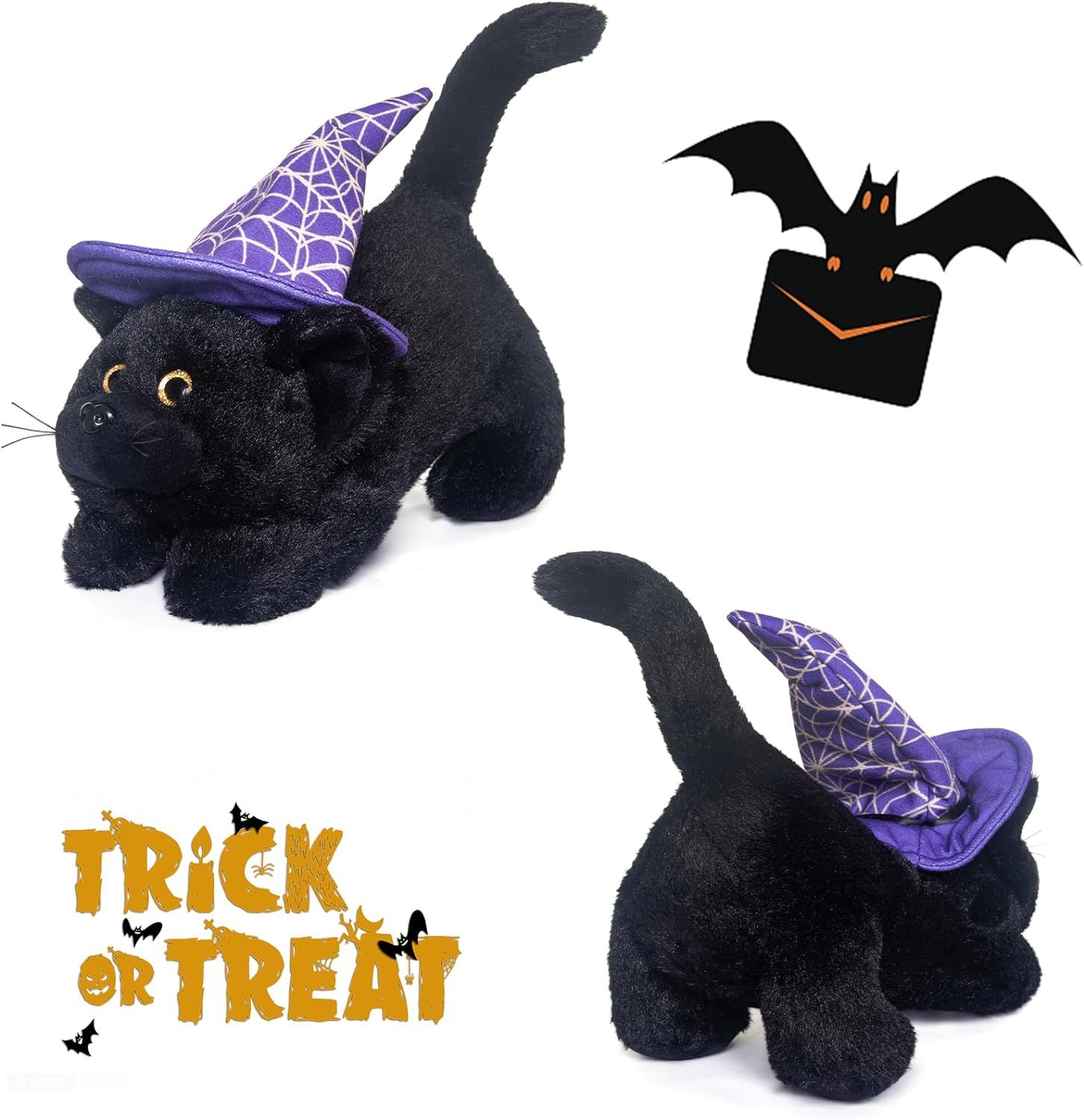 Black Cat Stuffed Animals Soft Plush Lying Cat Toys 10 Inches