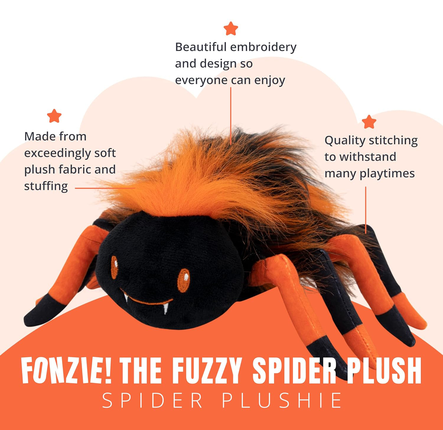 8” Spider Plush Toy Stuffed Animal Halloween Decor