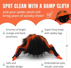 8” Spider Plush Toy Stuffed Animal Halloween Decor