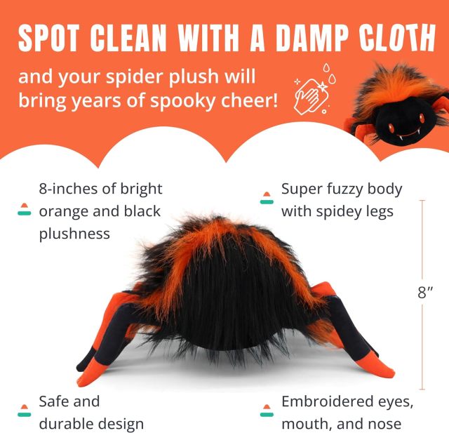 8” Spider Plush Toy Stuffed Animal Halloween Decor