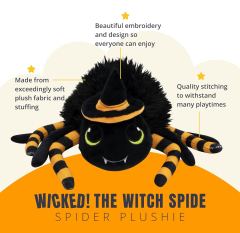 Stuffed Spider Plush Toy Animal Fuzzy Black Spider Plushie Halloween Decor