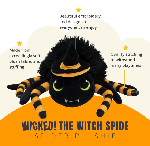 Stuffed Spider Plush Toy Animal Fuzzy Black Spider Plushie Halloween Decor