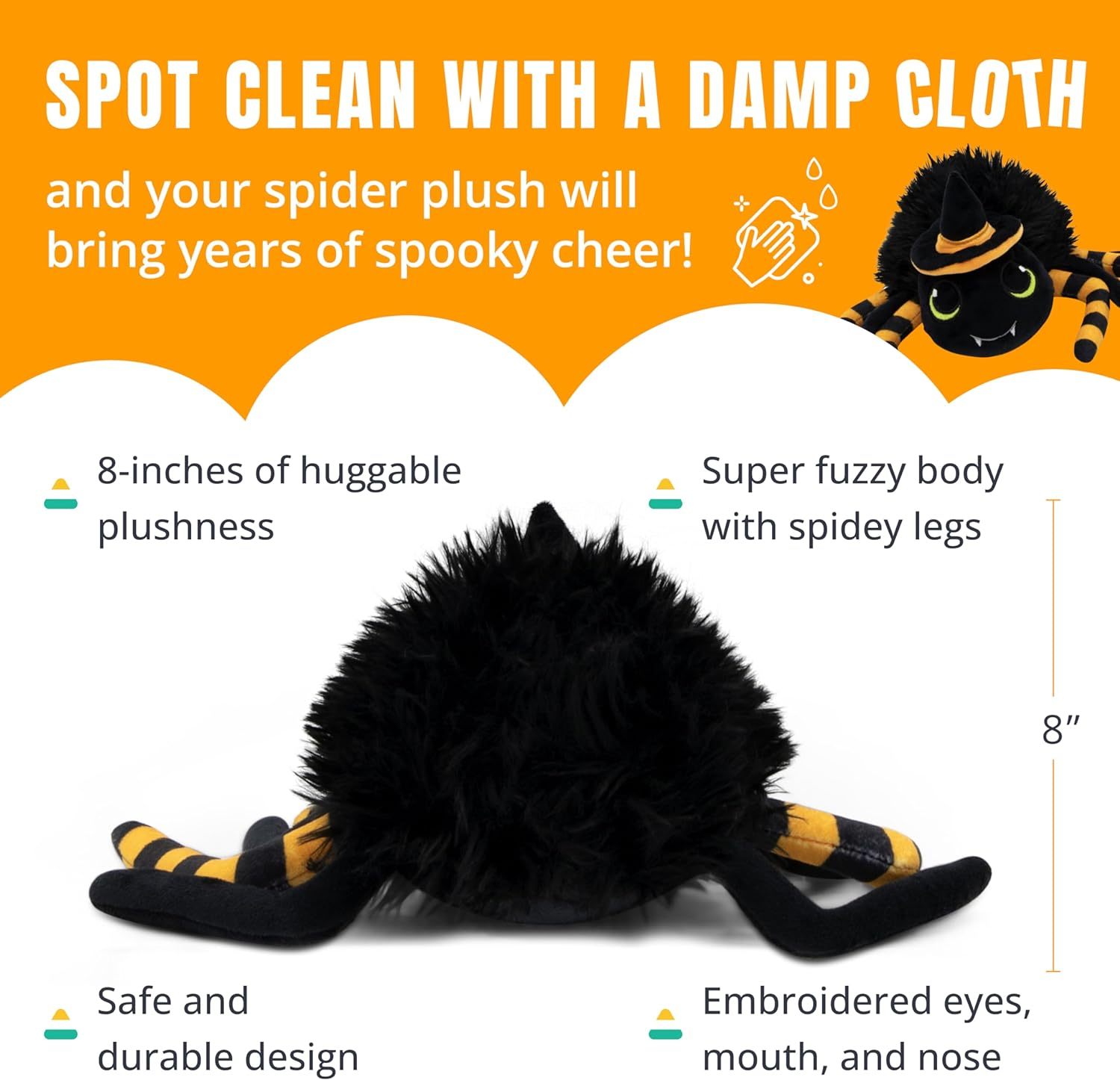 Stuffed Spider Plush Toy Animal Fuzzy Black Spider Plushie Halloween Decor