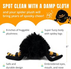 Stuffed Spider Plush Toy Animal Fuzzy Black Spider Plushie Halloween Decor