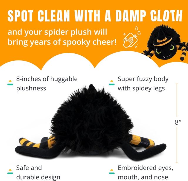 Stuffed Spider Plush Toy Animal Fuzzy Black Spider Plushie Halloween Decor