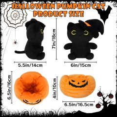 Halloween Plush Black Cat Cute Cat Stuffed Aniamal (Pumpkin)