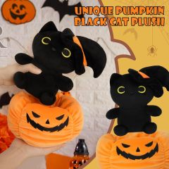 Halloween Plush Black Cat Cute Cat Stuffed Aniamal (Pumpkin)