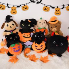 Halloween Plush Black Cat Cute Cat Stuffed Aniamal (Pumpkin)