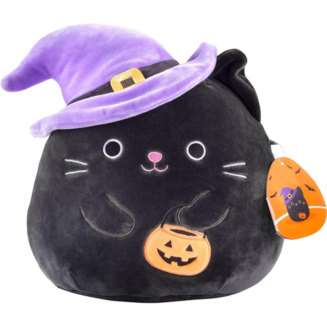10" Black Cat Witch Collectible Soft Stuffed Animal Toy for Kids Girls Boys