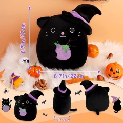 Halloween Black Cat Cat Animals Plush Toy with Witch Hat